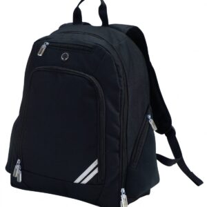 Plain Black Premier School Backpack With Stripes