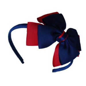 Navy & Red Headband with Bow